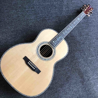 China Custom 39 Inch OOO Body Solid Spruce Wood Top Abalone Binding Acoustic Guitar supplier