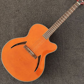 China 6 strings Guitar in Orange Color,Red Back and Side,Side Pickup,Hollow Body supplier