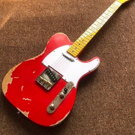China Electric guitar,handmade 6 stings telecast gitaar Tele electric Guitar relics by hands red color master build relic TL supplier
