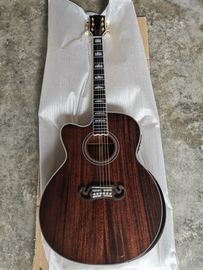 China Solid mahogany wood left handed grand cutaway acoustic guitar jumbo size mahogany wood acoustic electric guitar supplier