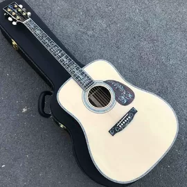 China Deluxe Abalone inlays Ebony fingerboard D style acoustic Guitar,OEM Solid Spruce top 41 inch Acoustic electric Guitar supplier