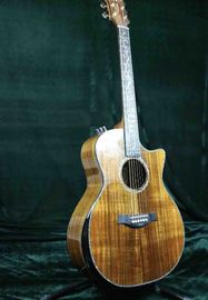 China Grand Luxury Acoustic Guitar Full Solid AAA Koa Top &amp; Back Side Real Abalone Inlay Ebony Fingerboard One Piece Wood Neck supplier