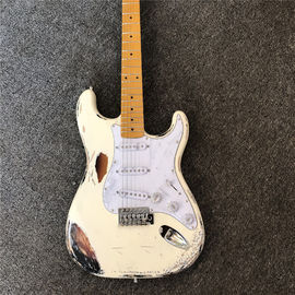 China Custom handmade old SRV 100% handmade Milky white old polychromatic old electric guitar support drop shipping supplier