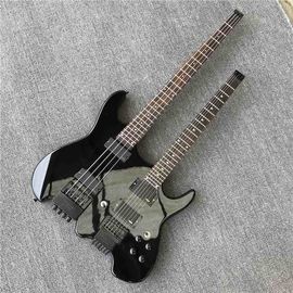 China Custom Classic Black Steinberg Headless 4+6 Strings Electric Bass Guitar with Black Har support drop shipping supplier