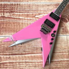 China Custom Electric Guitar 2020 New Vibrato System Pink and Metallic Silver Customizable Logo Shape supplier