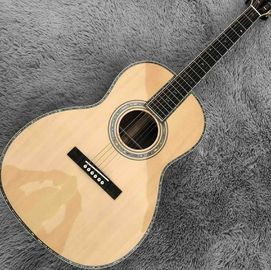 China OEM custom acoustic guitar OOO body shape Guitar solid Cedar top real abalone binding and ebony fingerboard supplier