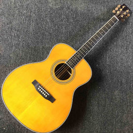 China Custom acoustic electric guitar OM body round body solid top guitar rosewood fingerboard mahogany back side with EQ supplier