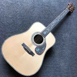 China Custom Deluxe Real Abalone Binding Ebony Fingerboard Rosewood Back Side Solid Spruce Wood Acoustic Guitar supplier