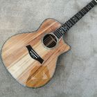 2019 Real Photos, acoustic guitar,Real Abalone Inlay,Solid Koa wood Cutaway electric guitar, Free shipping