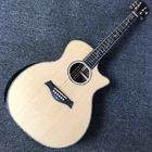 Ebony Fingerboard 41 Inch Acoustic Electric Guitar with Arm Rest Real Abalone AAAA Solid Spruce Top Cutaway Acoustic Gui