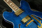 High Quality blue quilted maple top fretboard binding 6string hollow body 335 345 325 hollow guitar Guitar supplier